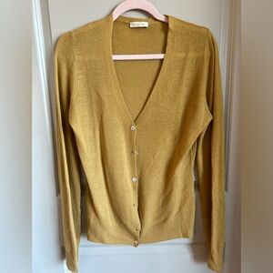 Burberry Yellow Knit Button Front Cardigan S